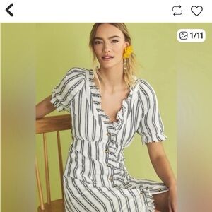 Anthropologie Pilcro ruffle collar button down dress